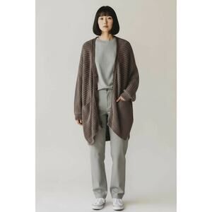 Chenille Oversized Long Button Front Cardigan with Pockets Cozy Casual Small